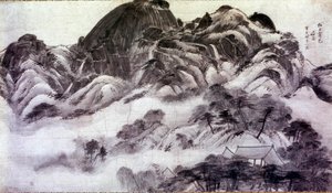 Art coreen：仁王山。崇山（1676-1759 年）的版画。18 世纪。宰相约翰收藏 作者 崇山