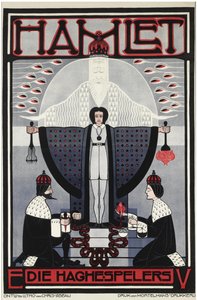 克里斯·勒博 (1878-1945) 的《哈姆雷特》。 彩色石版画，尺寸：121x79,3
