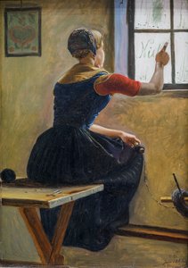 日德兰的一位农家少女在雾蒙蒙的窗玻璃上写下了她朋友的名字