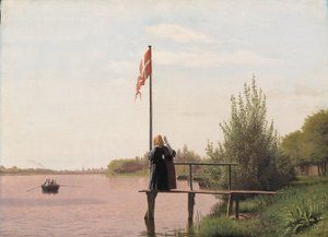 从 Dosseringen 望向哥本哈根郊区 Nørrebro 的 Sortedam 湖景 作者 克里斯汀·科布（ChristenKøbke）