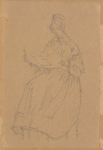 艺术家的妻子，正襟危坐，阅读报纸 作者 克里斯汀·科布（ChristenKøbke）