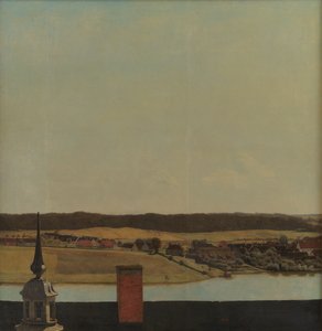腓特烈堡城堡屋脊与湖泊、城镇和森林美景 作者 克里斯汀·科布（ChristenKøbke）