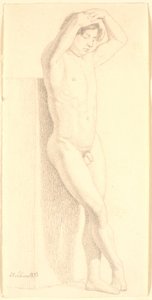 站立的男模特双手抱头。面向右侧 作者 克里斯汀·科布（ChristenKøbke）
