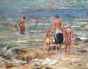 海滩风光》，2006 年（亚麻布油画）