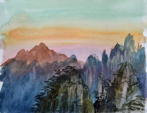 佛光 II》，2015 年（纸上水彩）