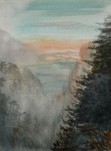 梦回排云亭》，2015（纸本水彩画）