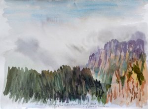 狮子峰薄雾来袭，2015（纸上水彩）