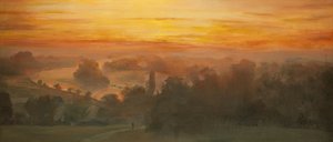 橙色天空 - 来自里士满山的泰晤士河，日落，2012 年（布面油画）