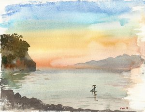 玫瑰爱奥尼亚海（水彩画） 作者 克里斯蒂安·福尔