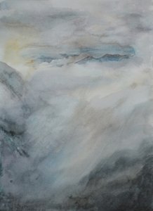 滑动的云》，2015 年（纸上水彩）