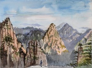 大山顶》，2015 年（纸上水彩） 作者 克里斯蒂安·福尔