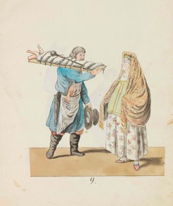 屠夫与木板上的猪和女商人 来自《圣彼得堡》系列，1799年。