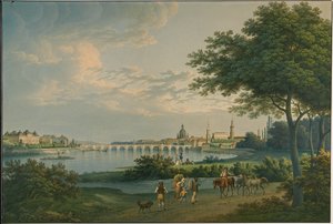 德累斯顿的景色，1810年 作者 克里斯蒂安·戈特利布·哈默