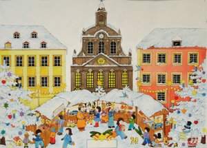 圣诞市场》，2001年（纸上水彩）。