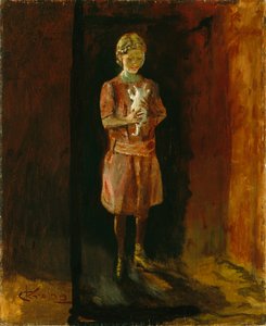 养猫的女孩（布面油画） 作者 克里斯蒂安·克罗格（Christian Krohg）