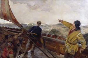 莱夫-埃里克森发现美国 作者 克里斯蒂安·克罗格（Christian Krohg）