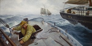 恶劣天气中的飞行员（布面油画） 作者 克里斯蒂安·克罗格（Christian Krohg）