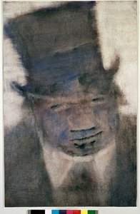 戴着礼帽的男人用Christian Gouache和Christian Rohlfs的铅笔绘画 作者 克里斯蒂安·罗夫斯