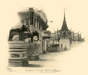 暹罗曼谷王宫的入口，1898年。   作者 克里斯蒂安·威廉·艾尔斯