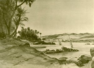 尼罗河上的Feluccas，埃及，1898年。   作者 克里斯蒂安·威廉·艾尔斯