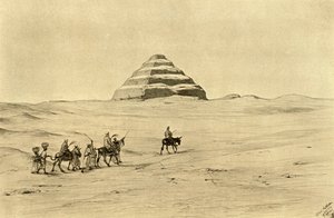 位于埃及开罗附近的萨卡拉的Djoser金字塔，1898年。   作者 克里斯蒂安·威廉·艾尔斯