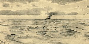 印度洋上的蒸汽船，1898年。 作者 克里斯蒂安·威廉·艾尔斯