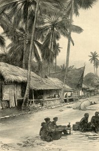 爪哇塔西克马拉亚的街景，1898年。 作者 克里斯蒂安·威廉·艾尔斯