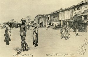 锡兰Mutwal一个渔村的街景，1898年。 作者 克里斯蒂安·威廉·艾尔斯