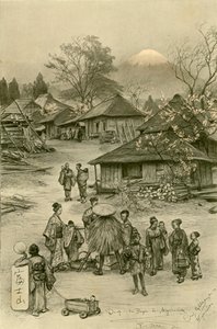 富士山附近的村庄，日本Miyanoshita，1898年。   作者 克里斯蒂安·威廉·艾尔斯
