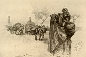 开罗Kobri el Gezira桥附近的妇女和儿童，1898年。 作者 克里斯蒂安·威廉·艾尔斯