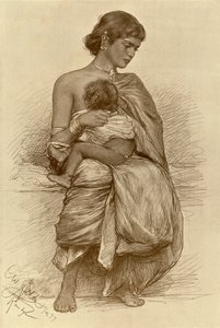 年轻的母亲，康提，锡兰，1898年。 作者 克里斯蒂安·威廉·艾尔斯