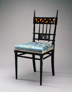 Side Chair，Herter Brothers Company，c.1876-79（樱桃，镀金和室内装潢） 作者 克里斯蒂安和古斯塔夫1830 98赫特