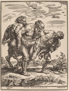 西莱纳斯（Silenus）与萨提尔（Satyr）和仙女（Faun）在一起 作者 彼得·保罗·鲁本斯爵士之后的克里斯托弗·杰格尔