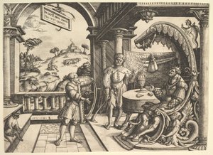 大卫在扫罗面前弹奏竖琴，1531年。