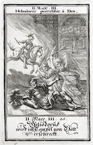 上帝在一座寺庙中恐惧Heliodorus，2 Maccabees（3：21-28），1695年
