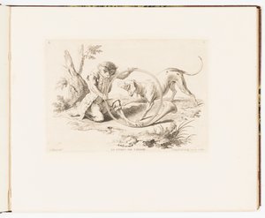 Plate 2, Le Corps de Chasse (The Hunting Horn), Singeries ou différentes actions de la vie humaine représentées par des singes (Monkey Antics or Different Actions of Human Life represented by Monkeys) 作者 弗朗索瓦·菲利普·夏彭蒂埃