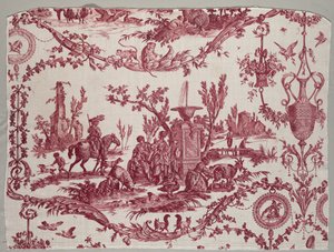 铜版印刷的棉花碎片，约1789年。