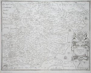 埃塞克斯地图，由威廉-韦伯刻制，1645年出版（雕刻）。 作者 克里斯托弗（后）萨克斯顿