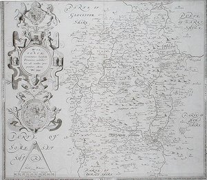 威尔特郡地图，由威廉-韦伯刻制，1645年出版（雕刻）。 作者 克里斯托弗（后）萨克斯顿