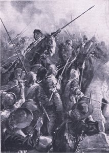 1648年8月17日普雷斯顿之战：在长矛的推动下，他们被从桥上打了下来，插图来自《英国陆上和海上的战斗》。