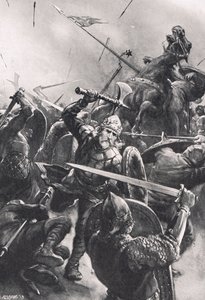 斯坦福桥战役，来自“英国陆地和海上战役”的插图，由伦敦卡塞尔出版，c.1910