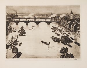 伦敦桥，出版。1924. 作者 克里斯托弗·理查德·怀恩·内文森