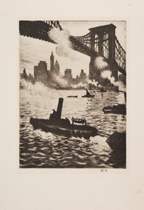 布鲁克林大桥下，1921年出版。 作者 克里斯托弗·理查德·怀恩·内文森