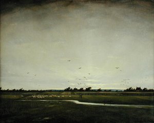 英国风景，罗姆尼沼泽（布面油画 作者 克里斯托弗·理查德·怀恩·内文森