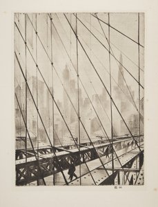 望穿布鲁克林大桥》，1921 年出版（蚀刻版画） 作者 克里斯托弗·理查德·怀恩·内文森