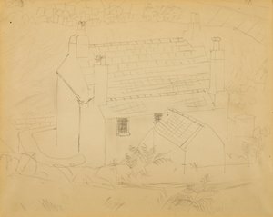 康沃尔郡的小屋（纸上铅笔画） 作者 克里斯托弗·伍德