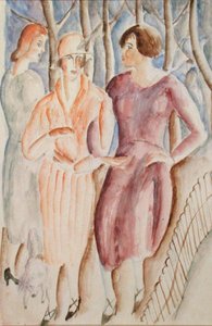 法国女孩，约1926年（纸上铅笔水彩）。 作者 克里斯托弗·伍德
