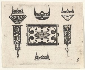 带有九个图案的Blackwork版画，ca。 1620。