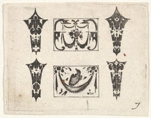 带两个水平面板和四个边框的Blackwork打印，ca。 1620。