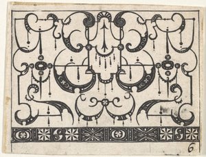 带有全面Schweifwerk图案的Blackwork打印，ca。 1620。